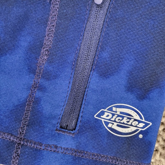 Dickies Mens XL Tie Dye V Neck Scrub Top Short Sleeve Pocket Zipper Blue - Picture 5 of 9